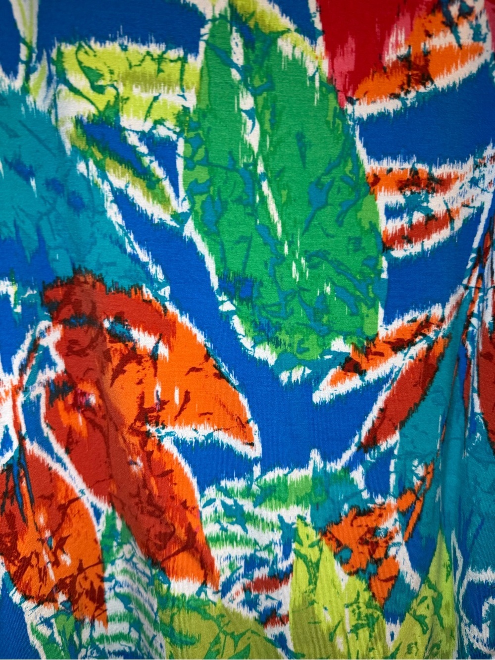Ruby Rd. Blue Multi-Color Tropical Short Sleeve Top - Picture 3 of 6